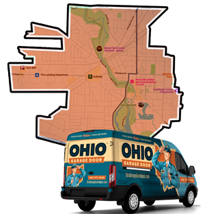 Map of garage door service in Berea, OH