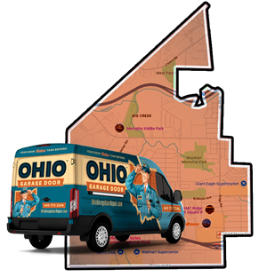 Map of garage door service in Brooklyn, OH