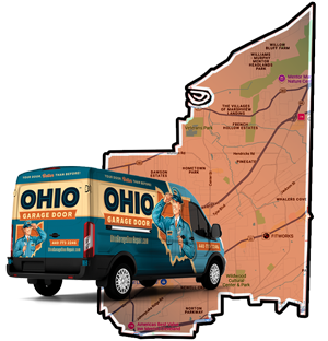 Map of garage door service in Mentor, OH
